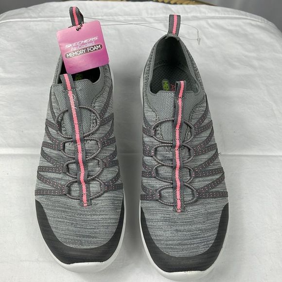 Skechers Ayra Slip-On Shoes Sneakers Air Cooled Memory Foam Gray Pink Si… - Picture 2 of 11